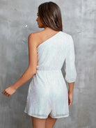 white One Shoulder Sparkly Jumpsuit