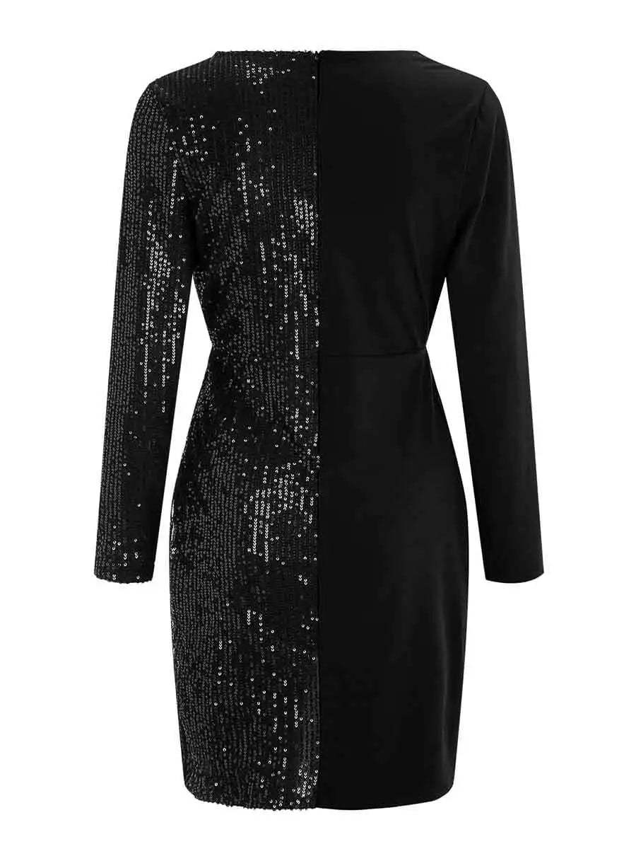 Elegant Sequin Gown with Wrap Hip and Slit