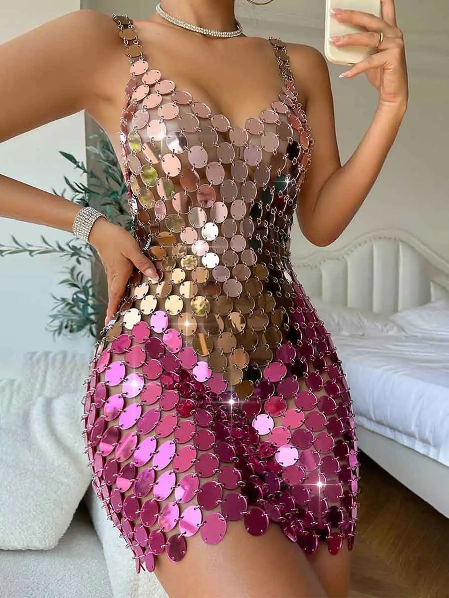 pink chainmail dress