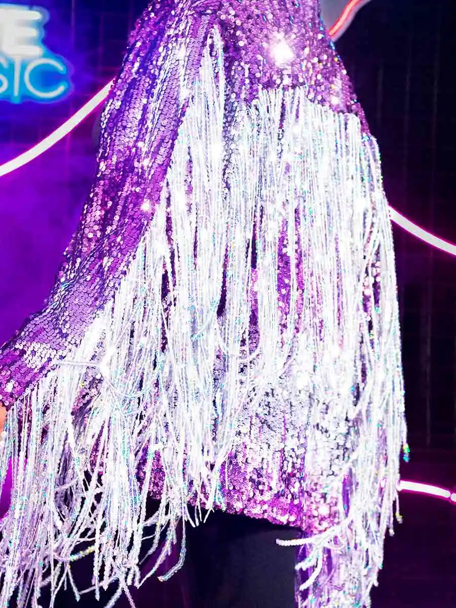 Sparkly Purple Fringe Jacket