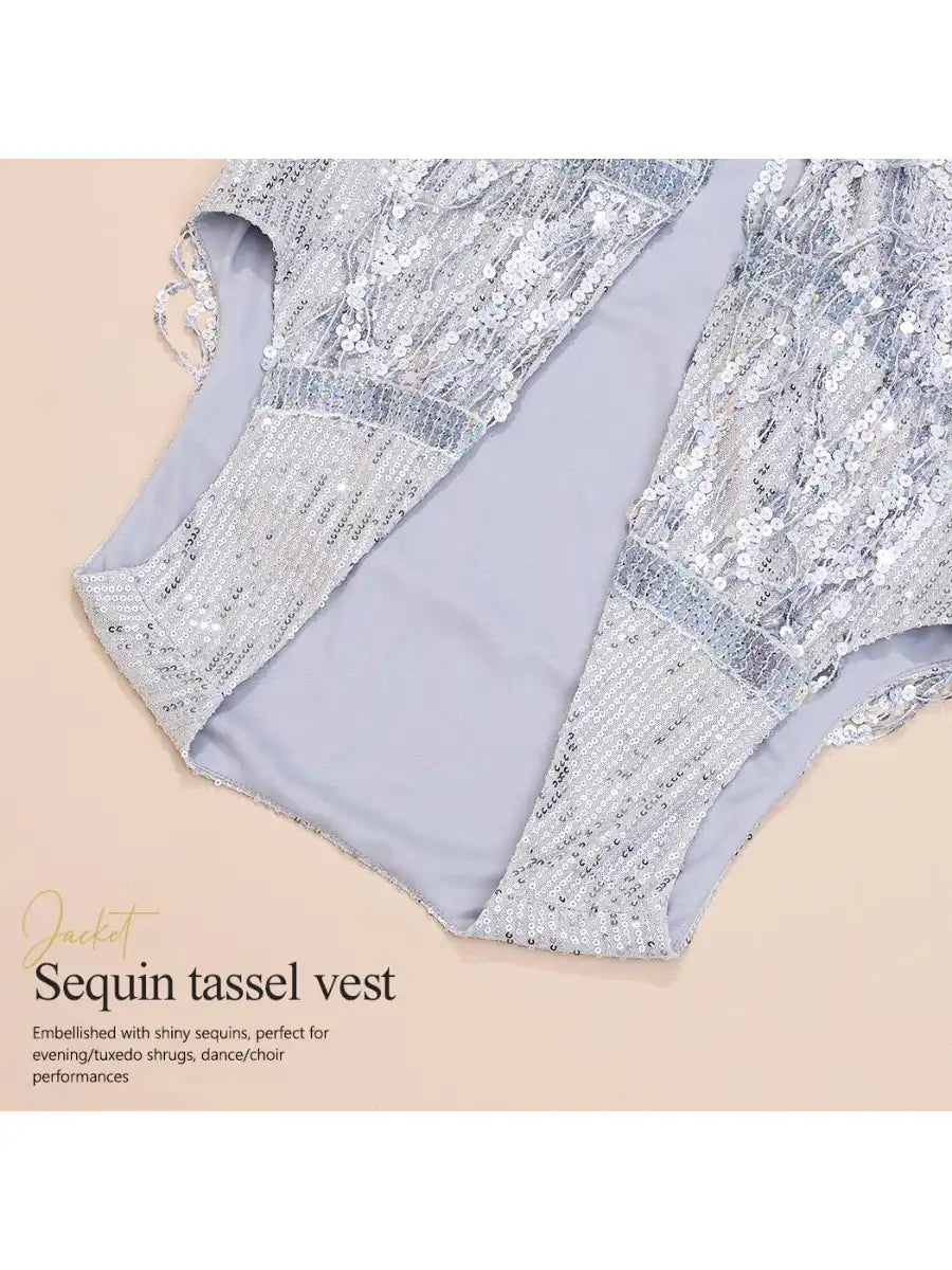 Sequin Fringe Cardigan Vest
