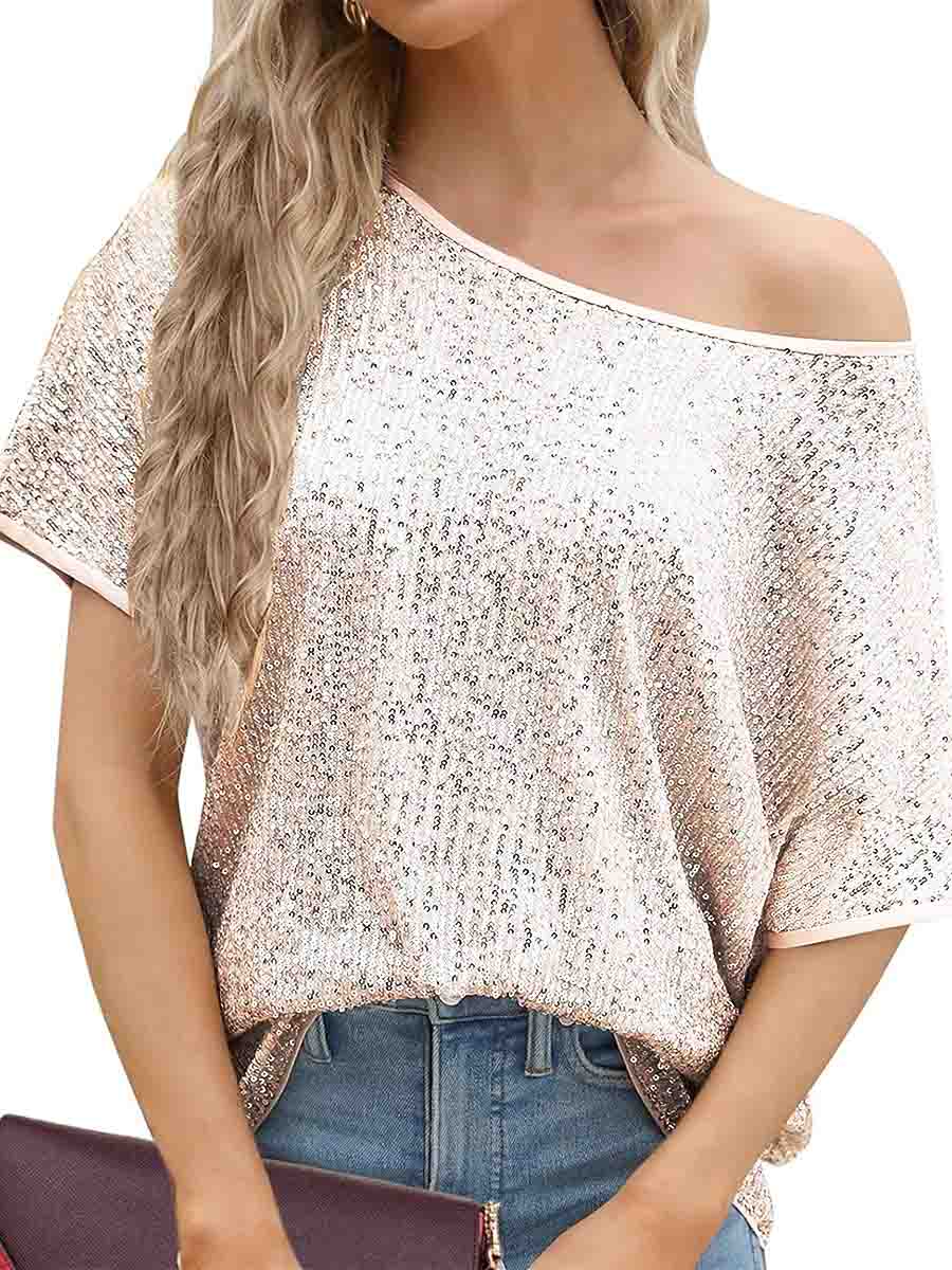 Casual Gold Glitter Tee: Spring Style