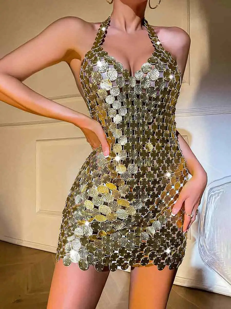 Gold Sparkly Mini Dress