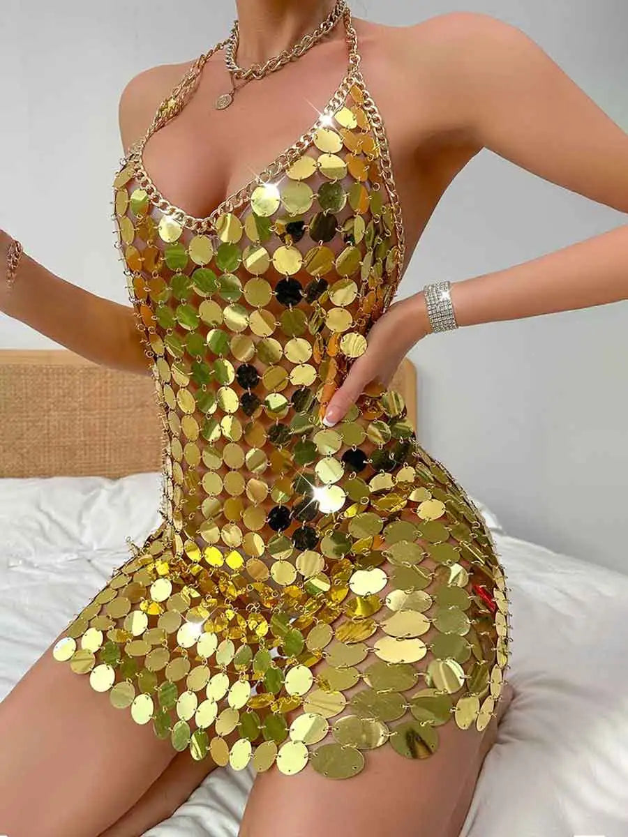 backless chainmail dress