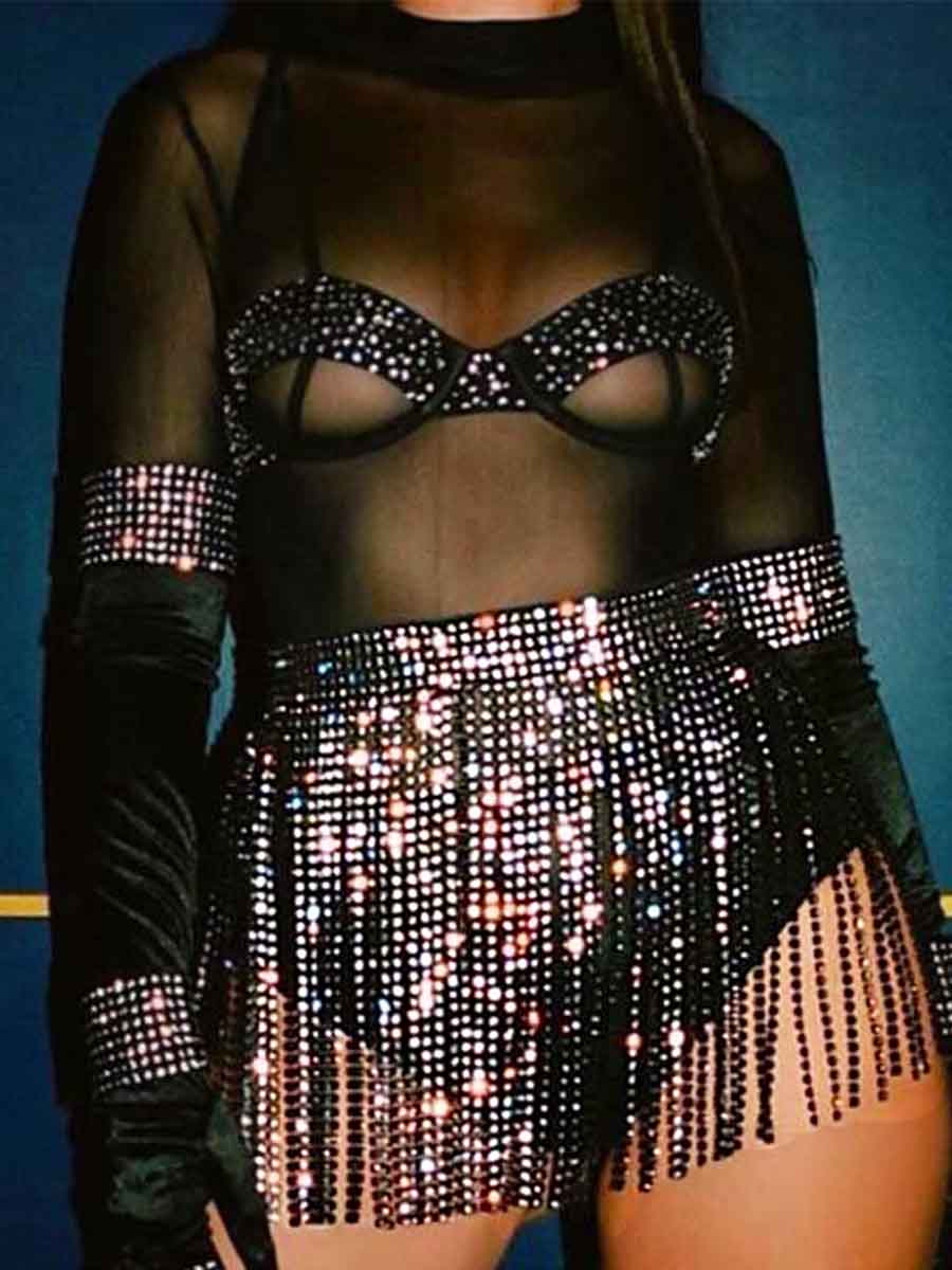 black rhinestone skirt
