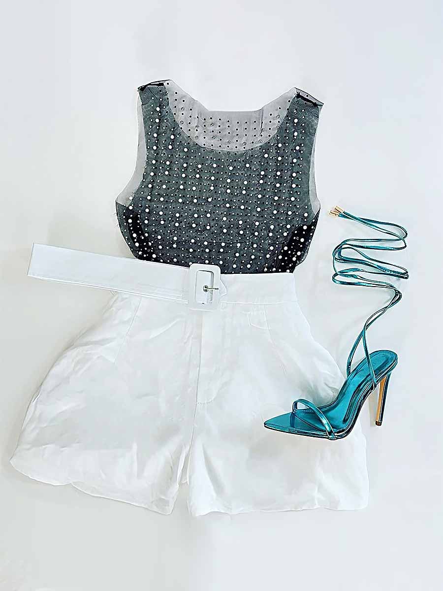 Rhinestone Pearl Shirt