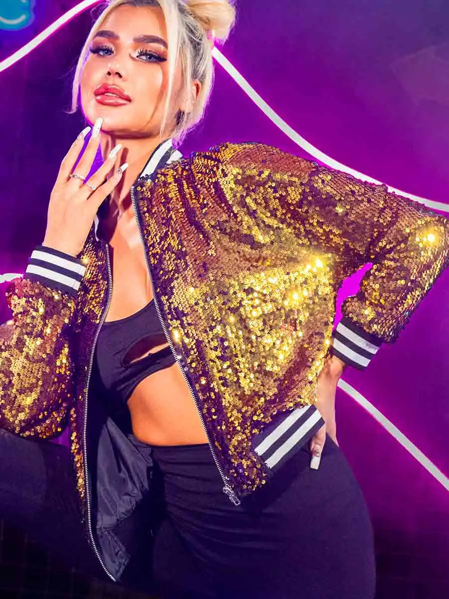 Fashion Gold Sequin Jacket