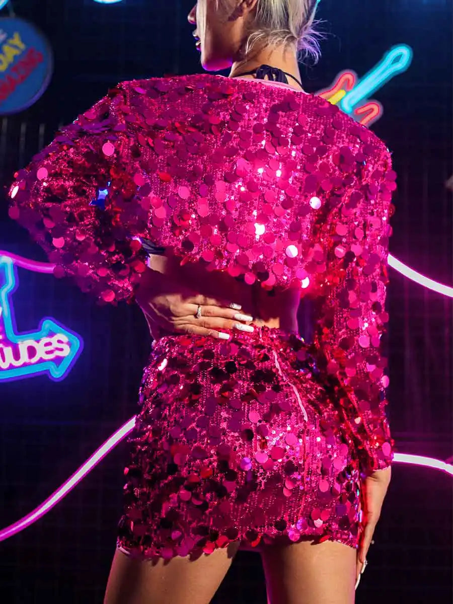 Sequin Jacket & Skirt Set