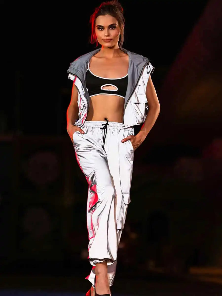 White reflective two piece