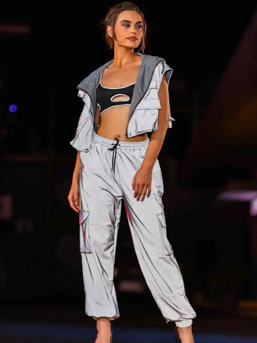 White reflective two piece set