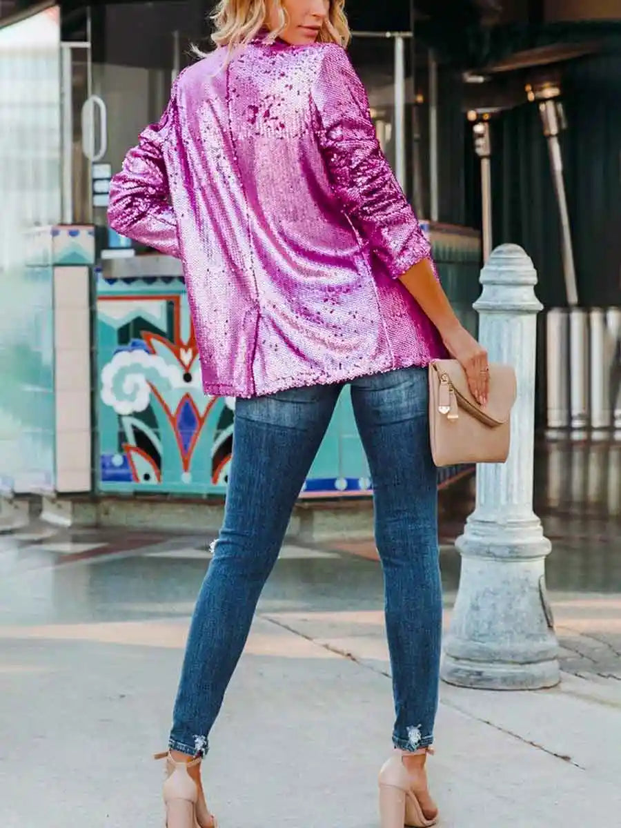 Pink Sequin Blazers Ladies