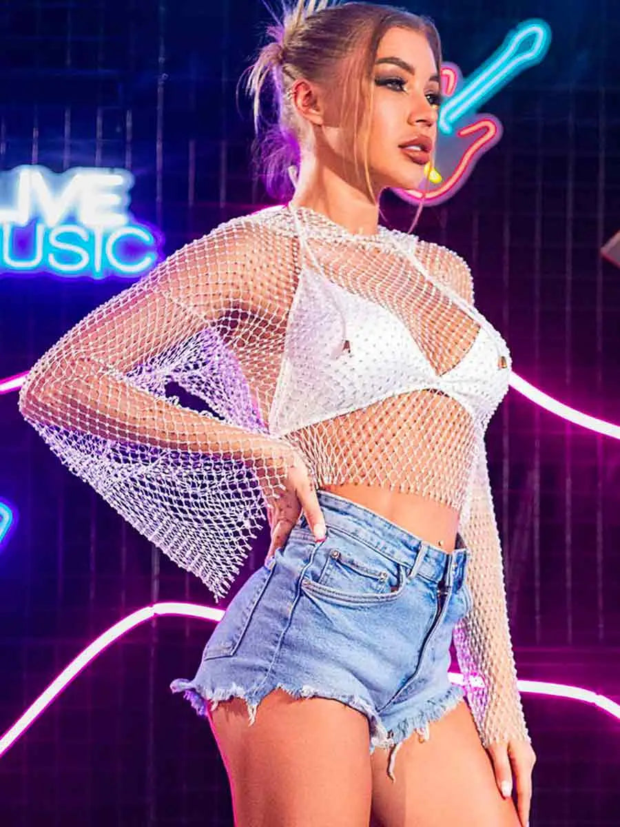 White See-Through Mesh Top