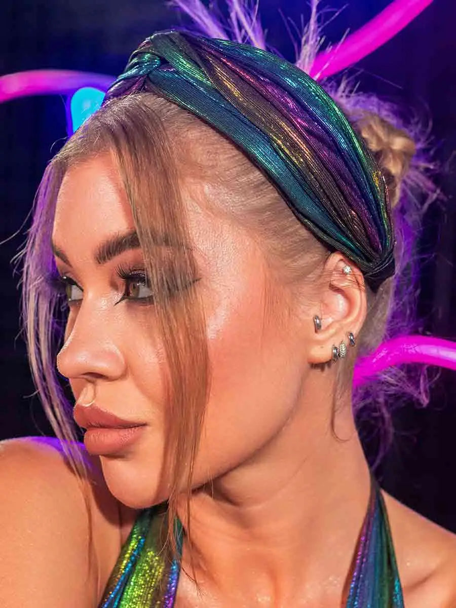 Women's Color Reflective Twisted Wide Headband
