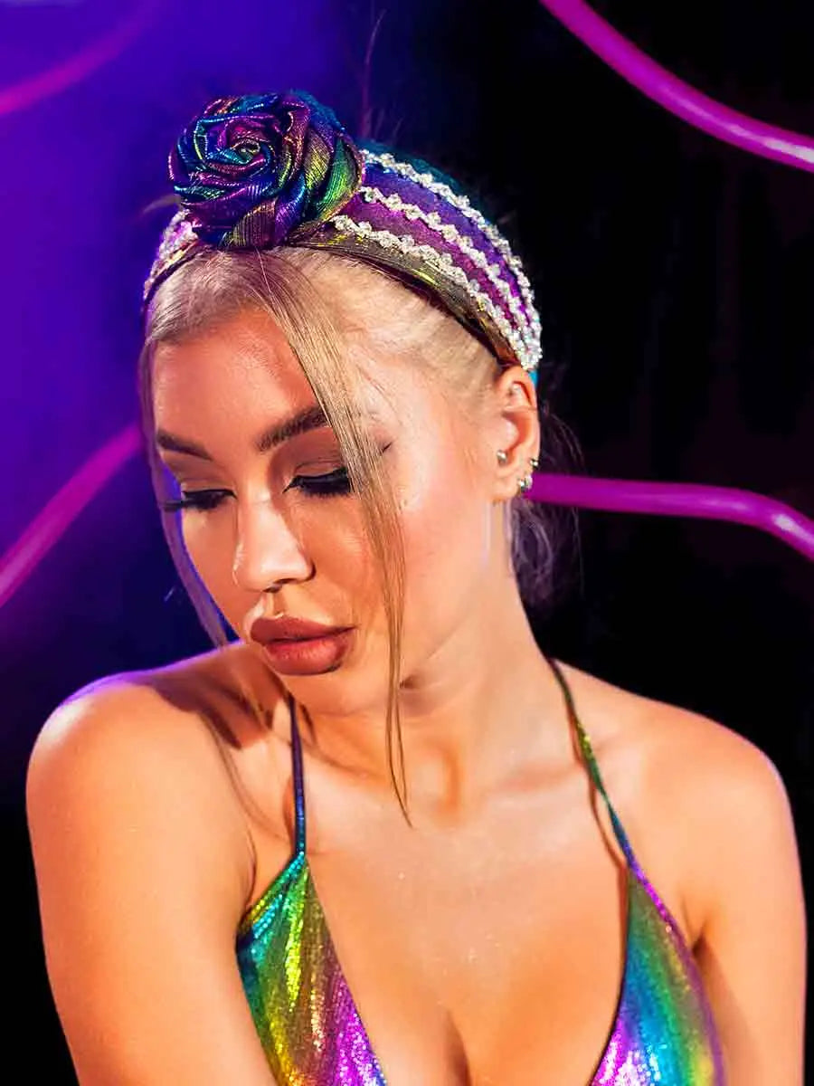 Colorful Wide Rhinestone Flower Hair Accessories