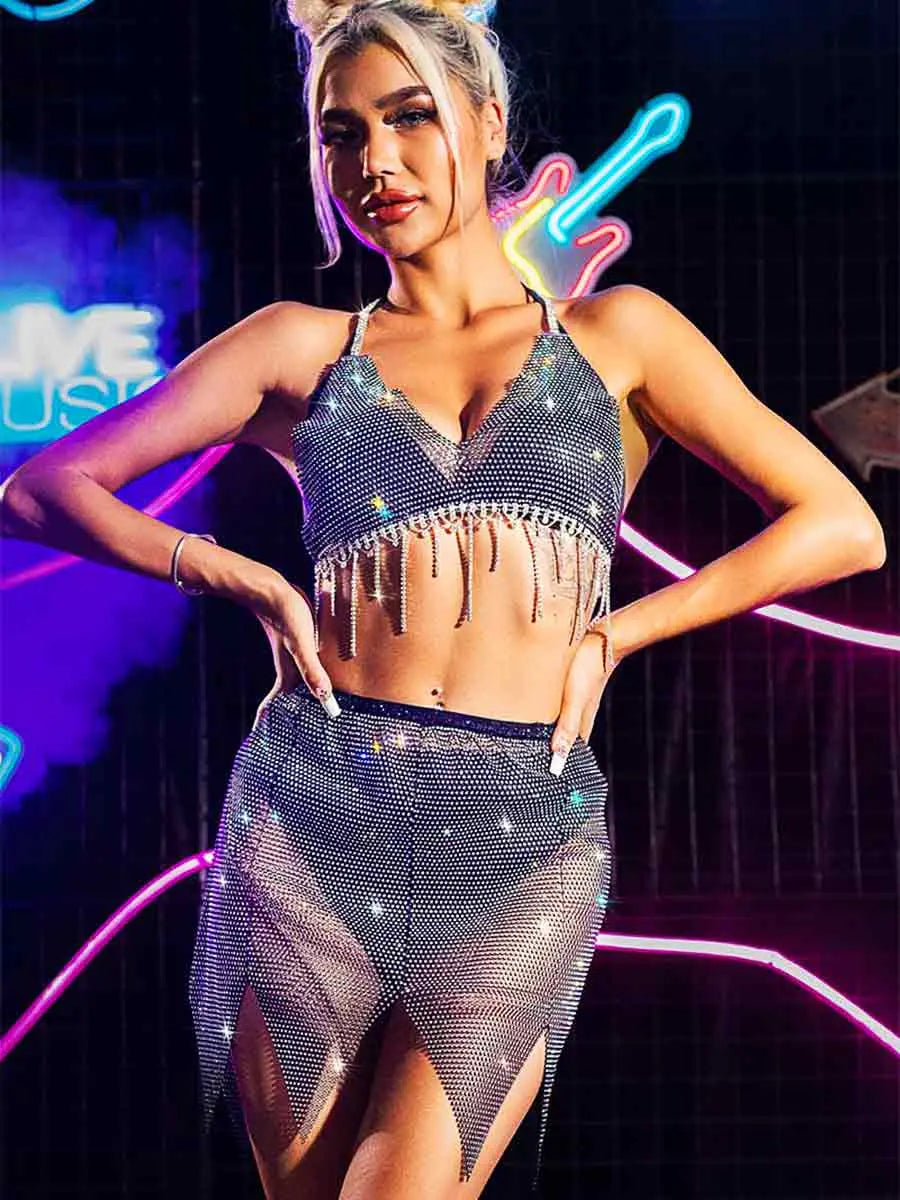 rhinestone short set