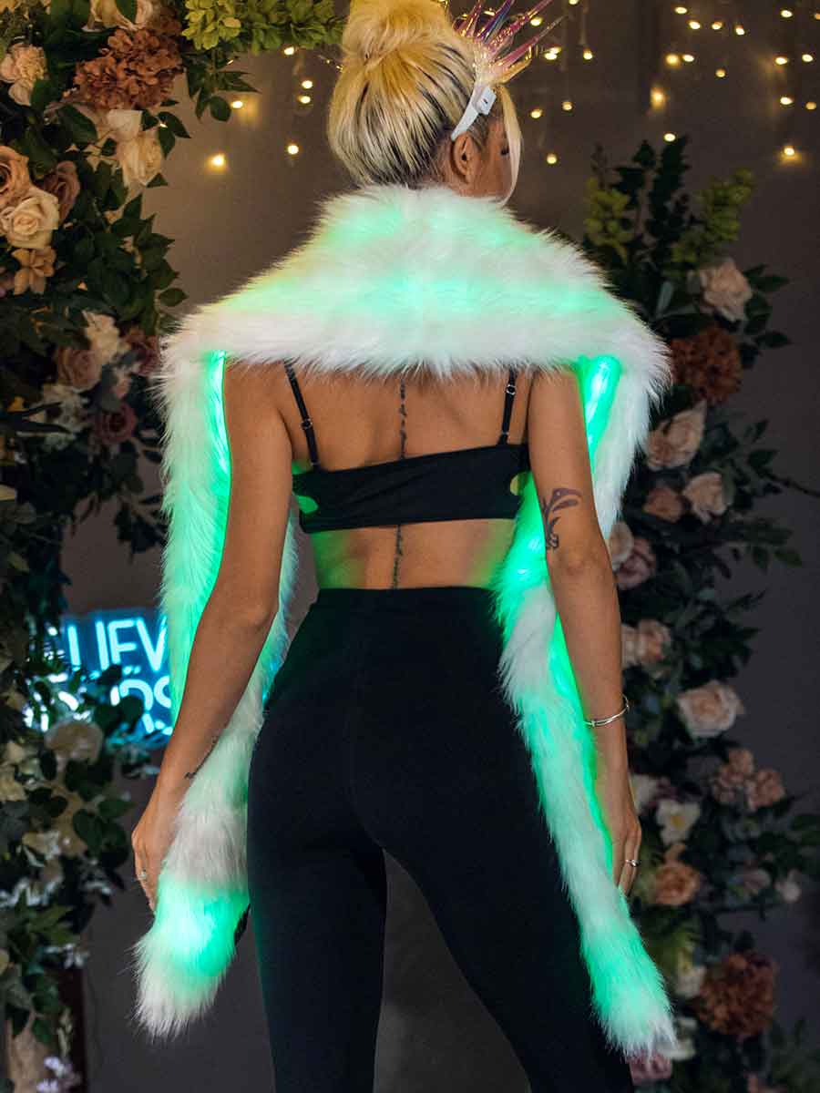 Light-up faux fur cape