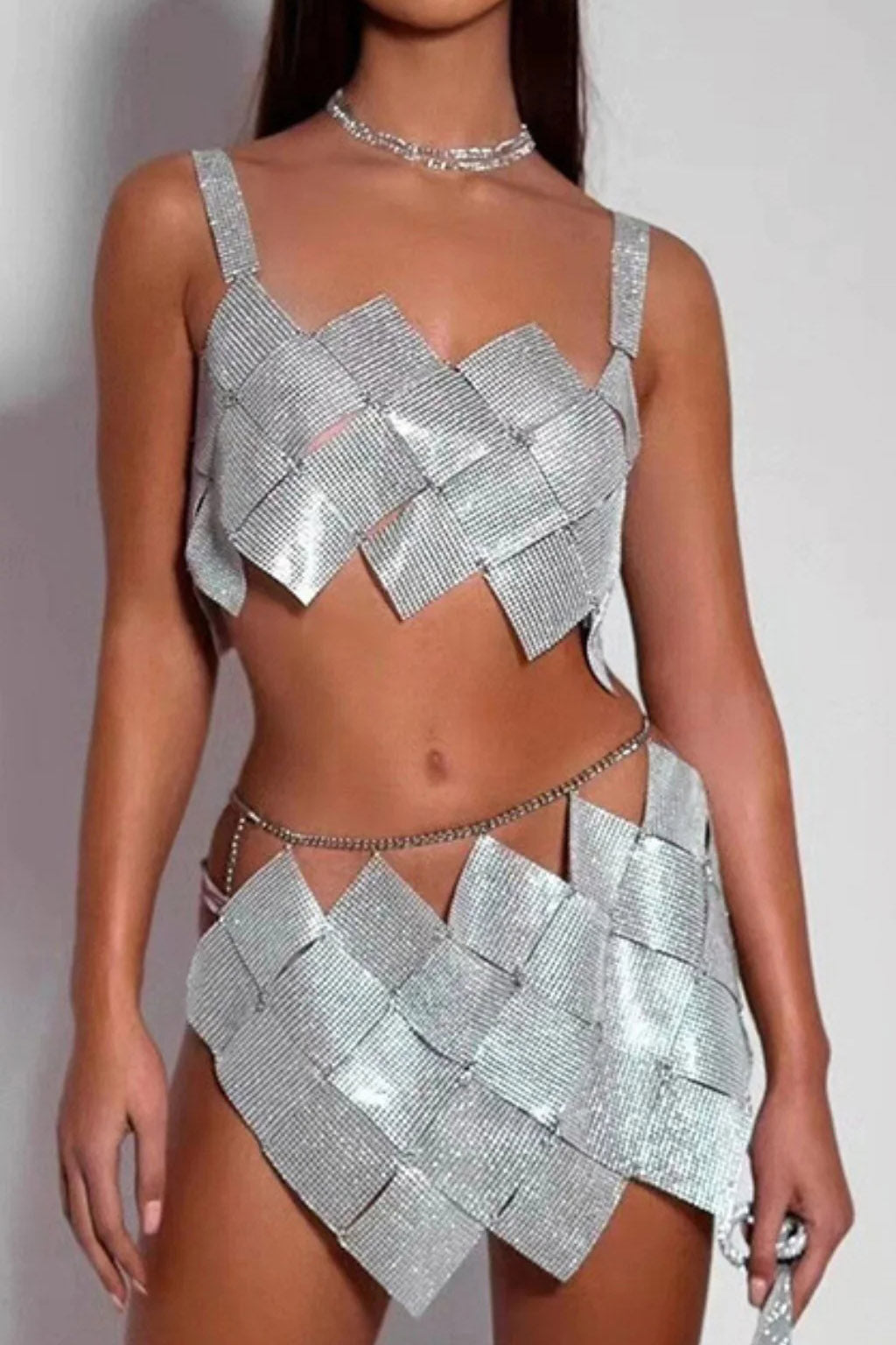 sparkly silver two piece set