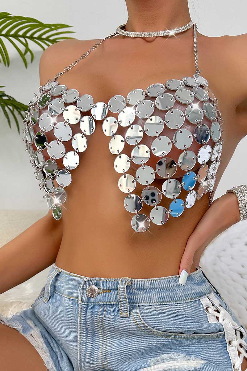 Silver Disc Bra