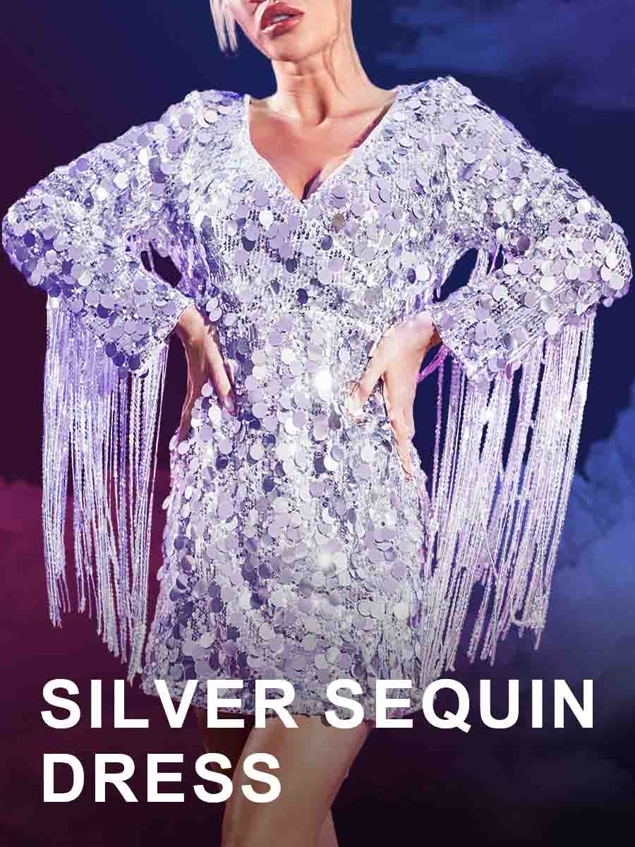 Silver sequin dress