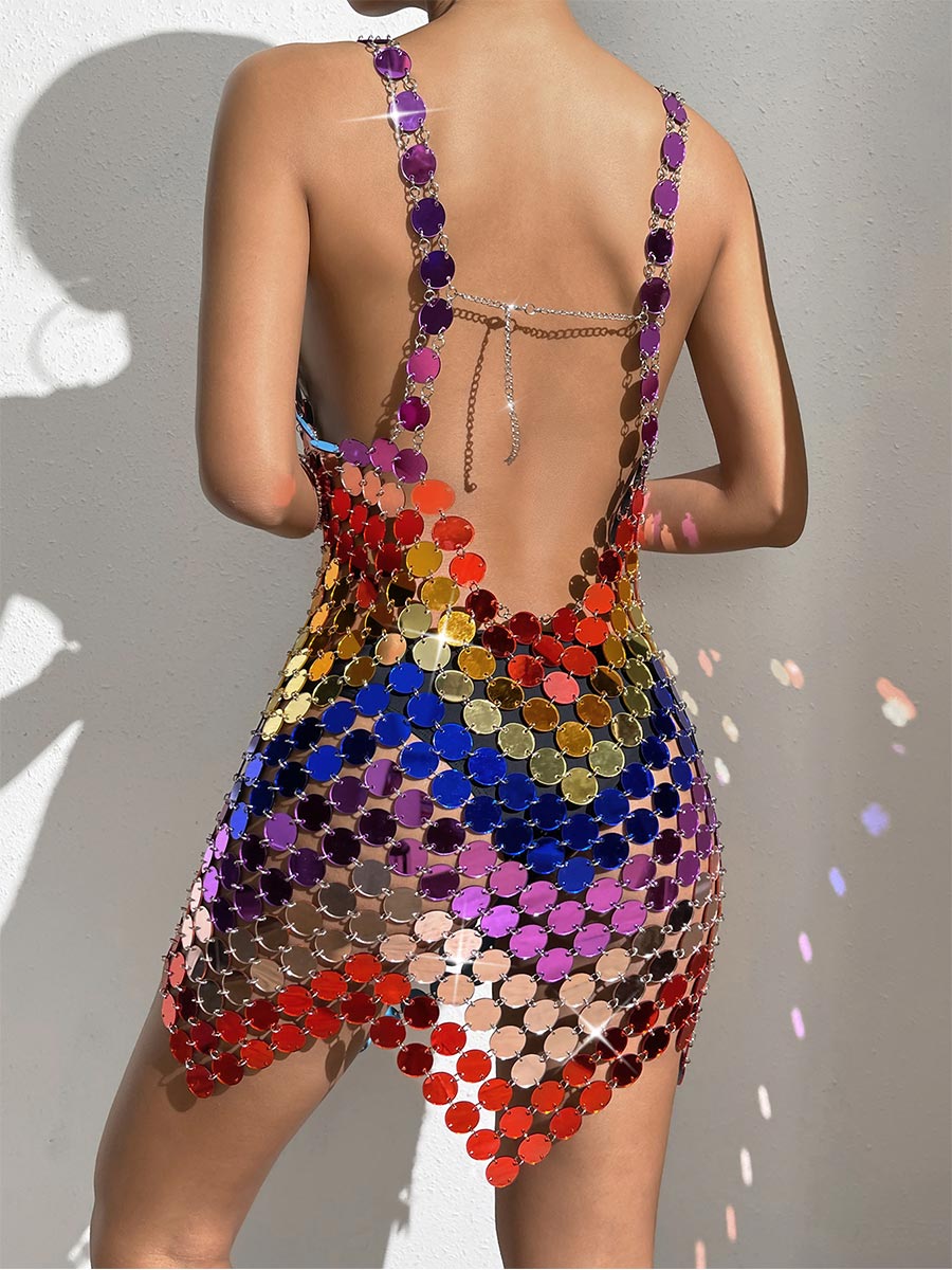 Rainbow Metal Mesh Dress