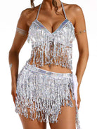 silver sparkly tassel two-piece