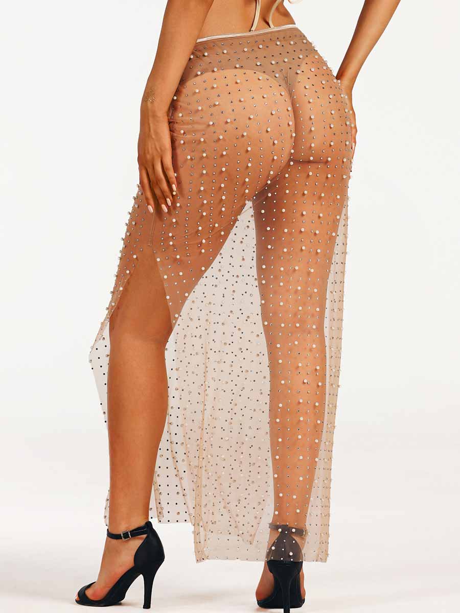 rhinestone pearl mesh straight max skirt