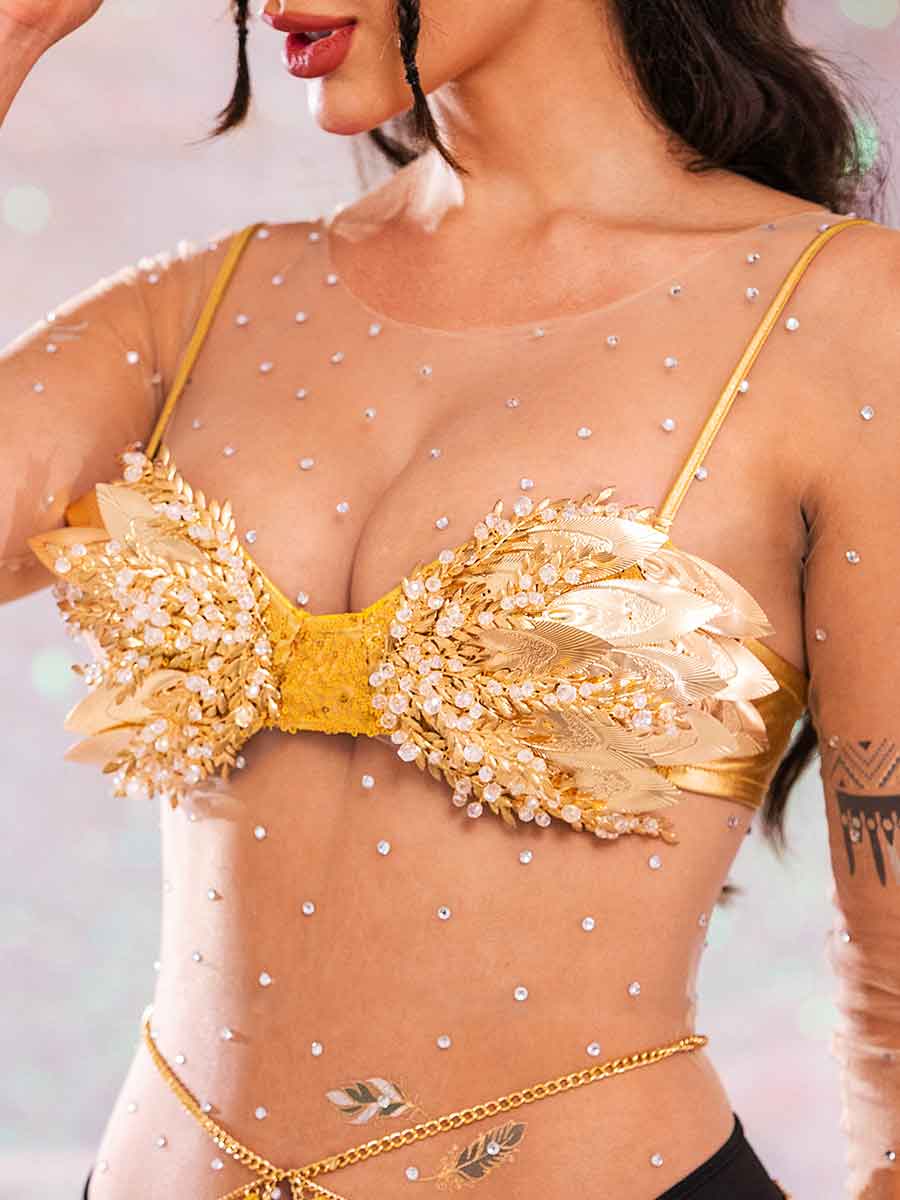 gold sequin bra