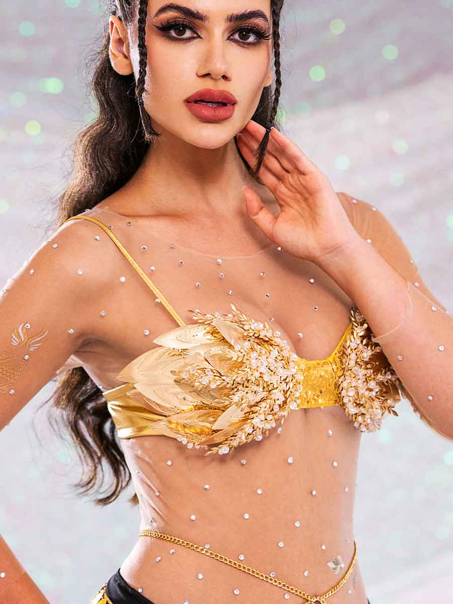 gold sparkly bra