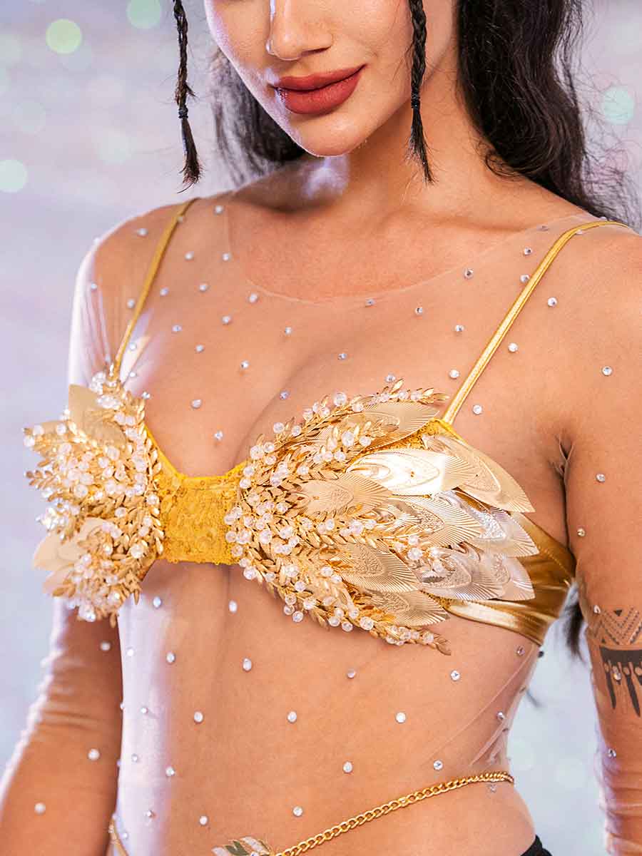Golden glitter bra