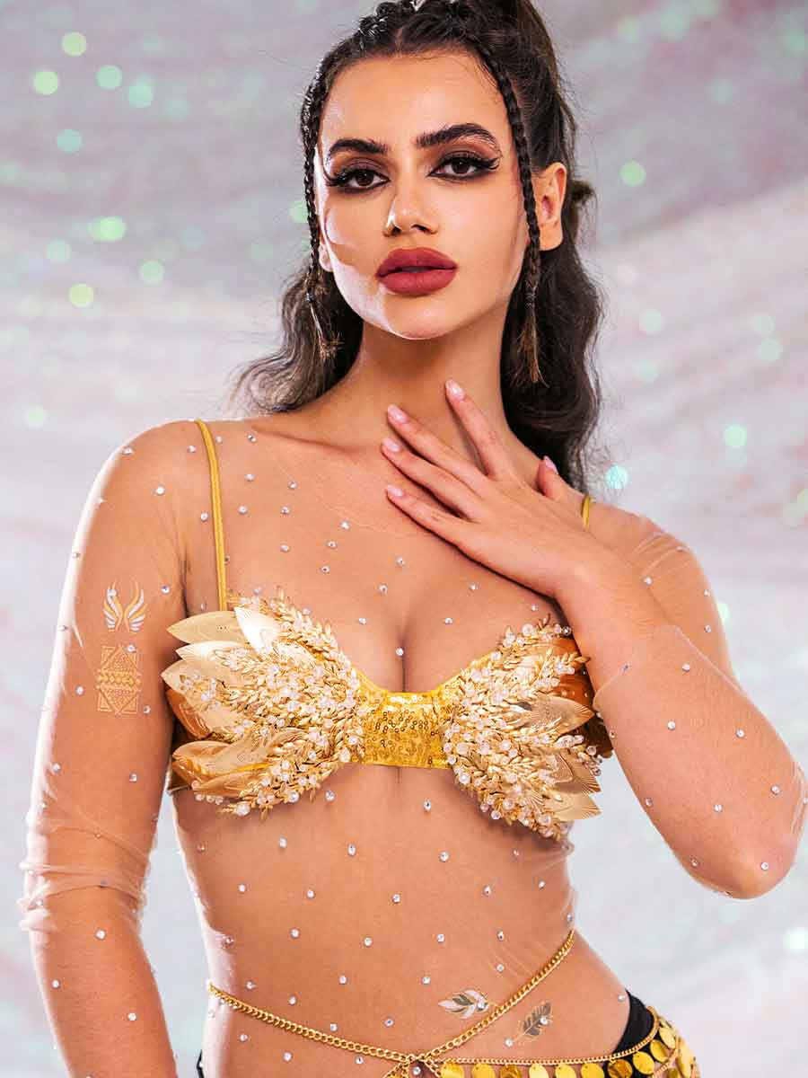 Golden sequin bra