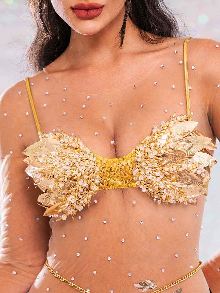 Golden sparkly bra