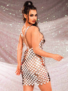 Sparkly Silver Mini Dress - Silver Chainmail Strap Dress