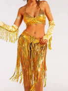 Sequin Fringe Two-Piece in Gold