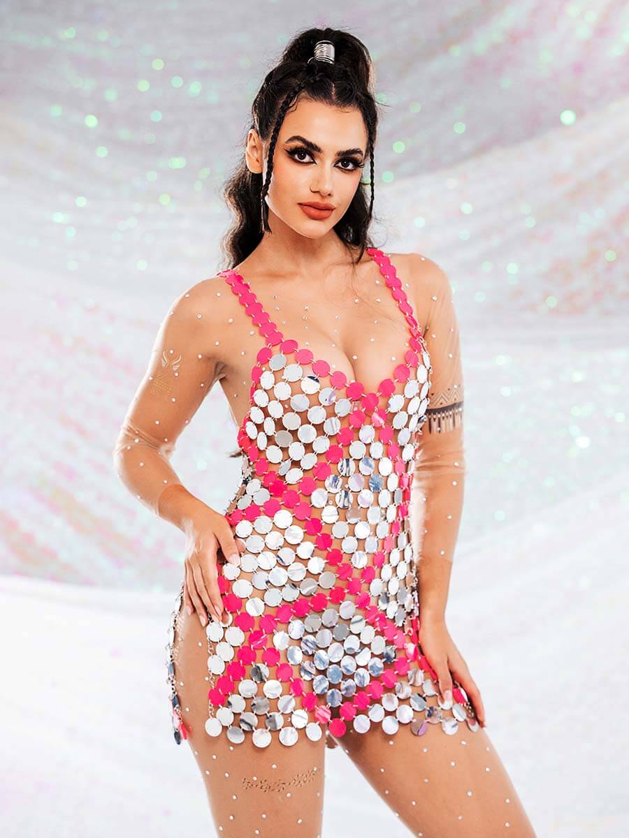 Red Sequin Summer Mini Dress