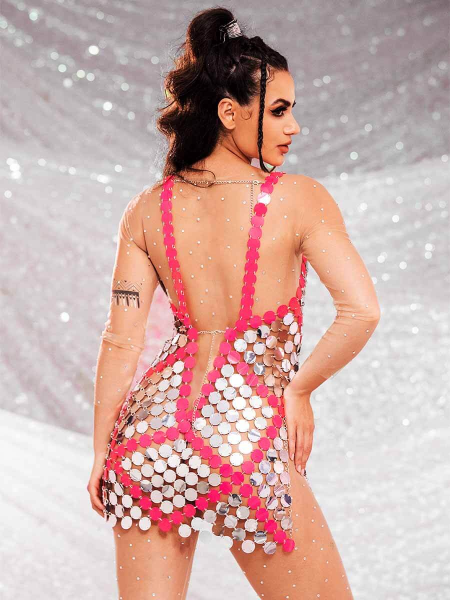 Red Sequin Mini Dress