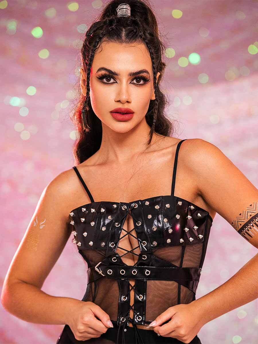 black rhinestone two piece set