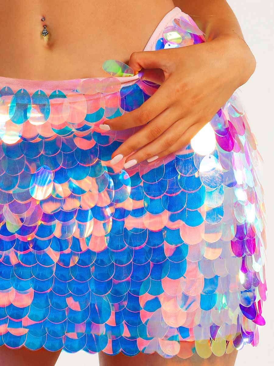 Holographic sequin bodycon skirt