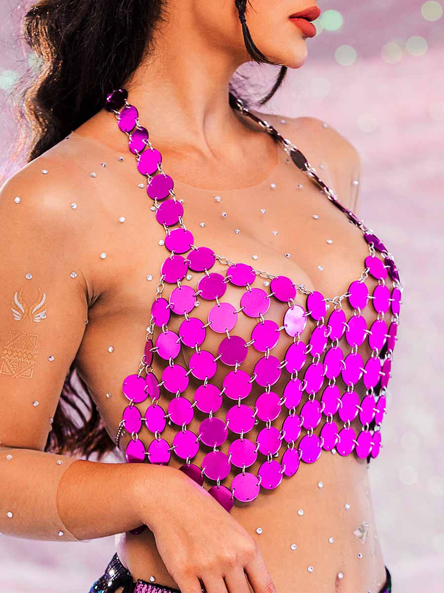 Purple Circle Sequin Tank Top