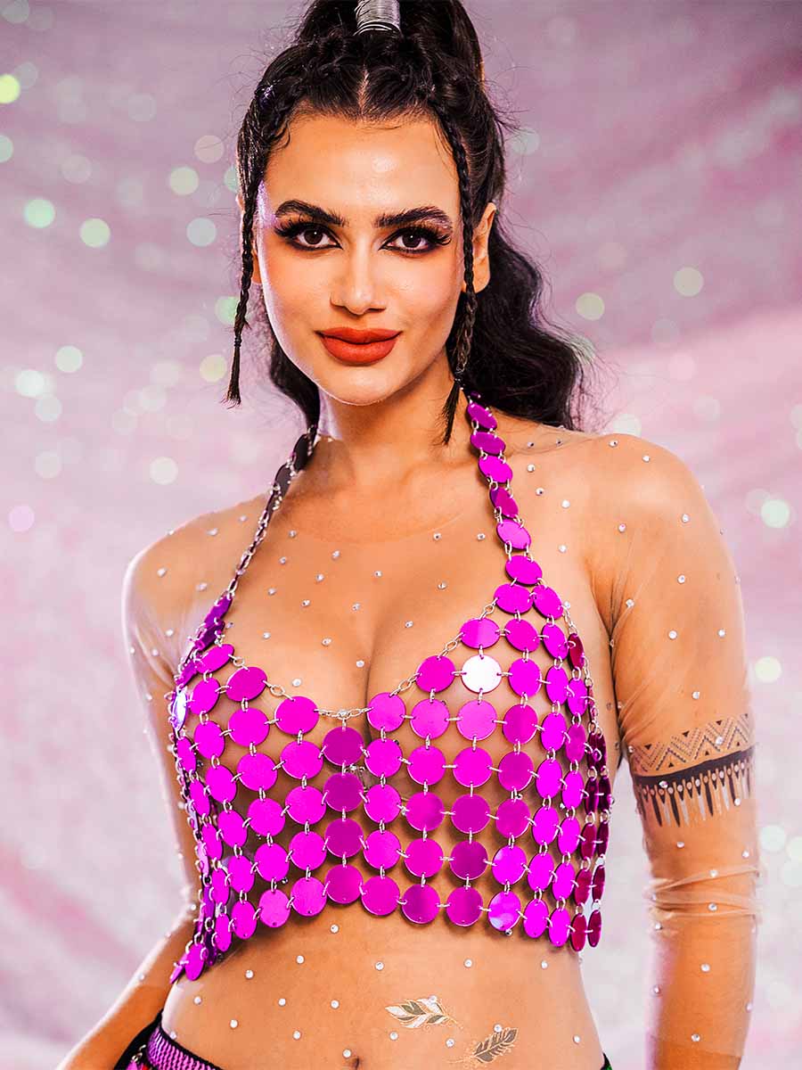 Short Purple Sequin Vest