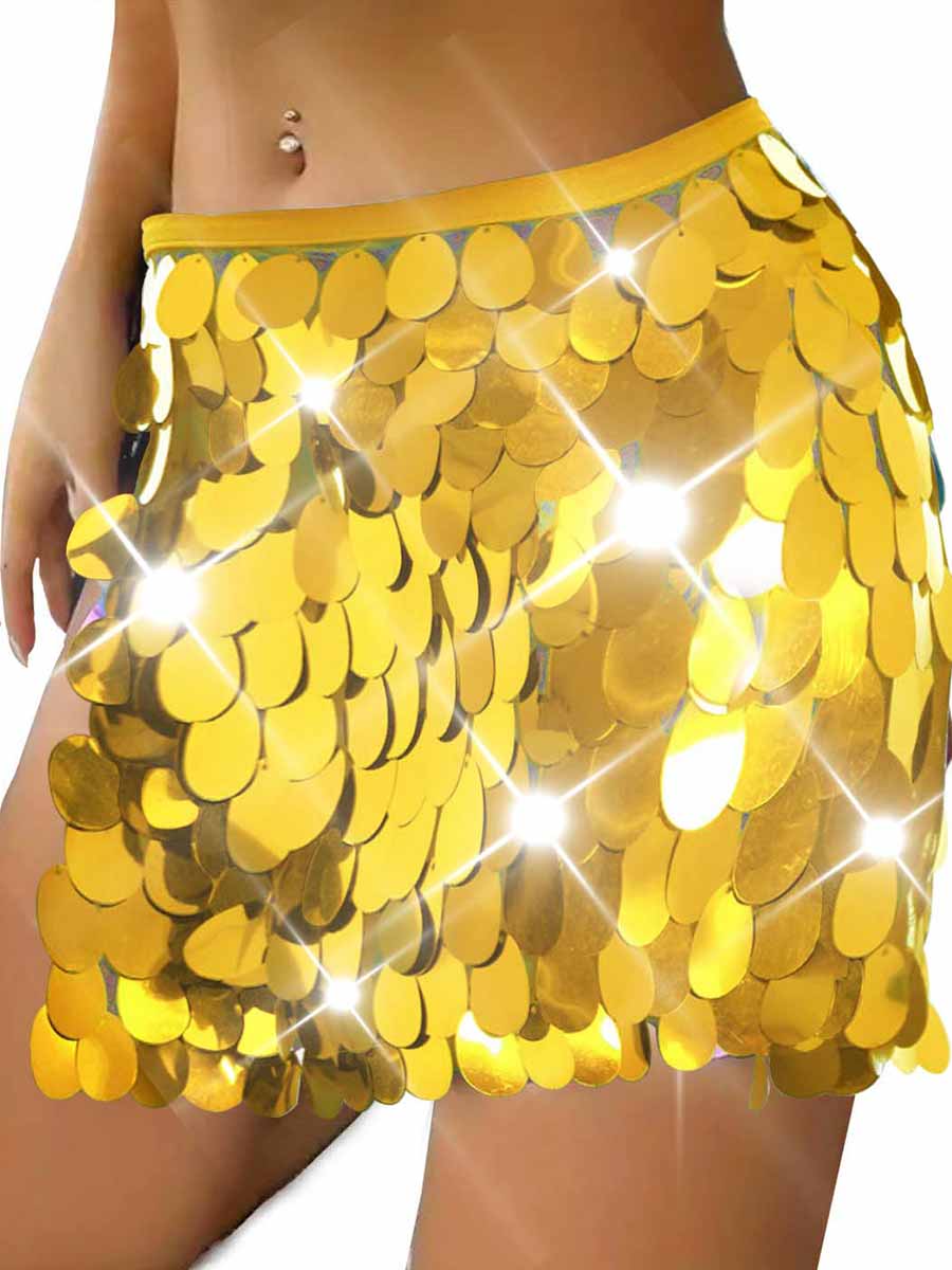 Gold Sequin Mini Skirt