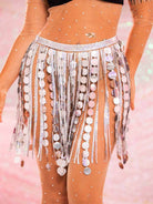 silver sequin fringe skirt