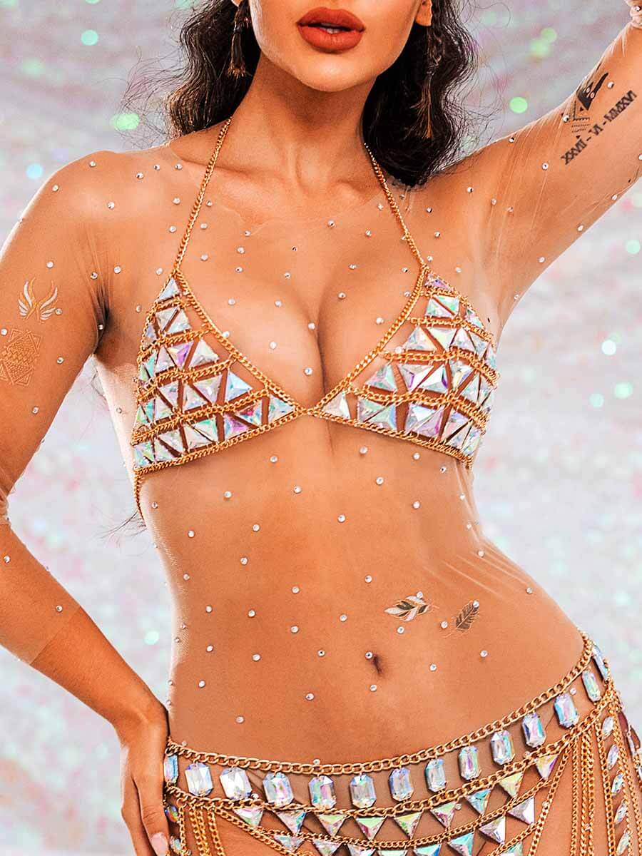 Crystal Halter Bra Top