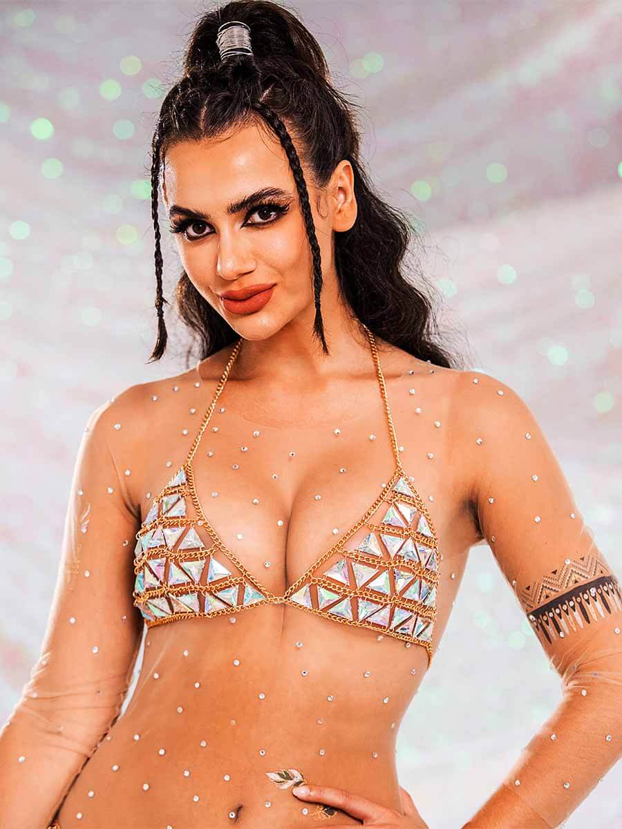 Sparkly Crystal Chain Bra