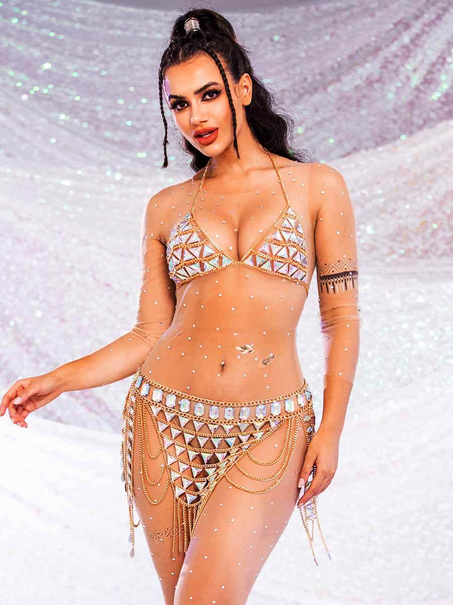 Halter Rhinestone Bra Top