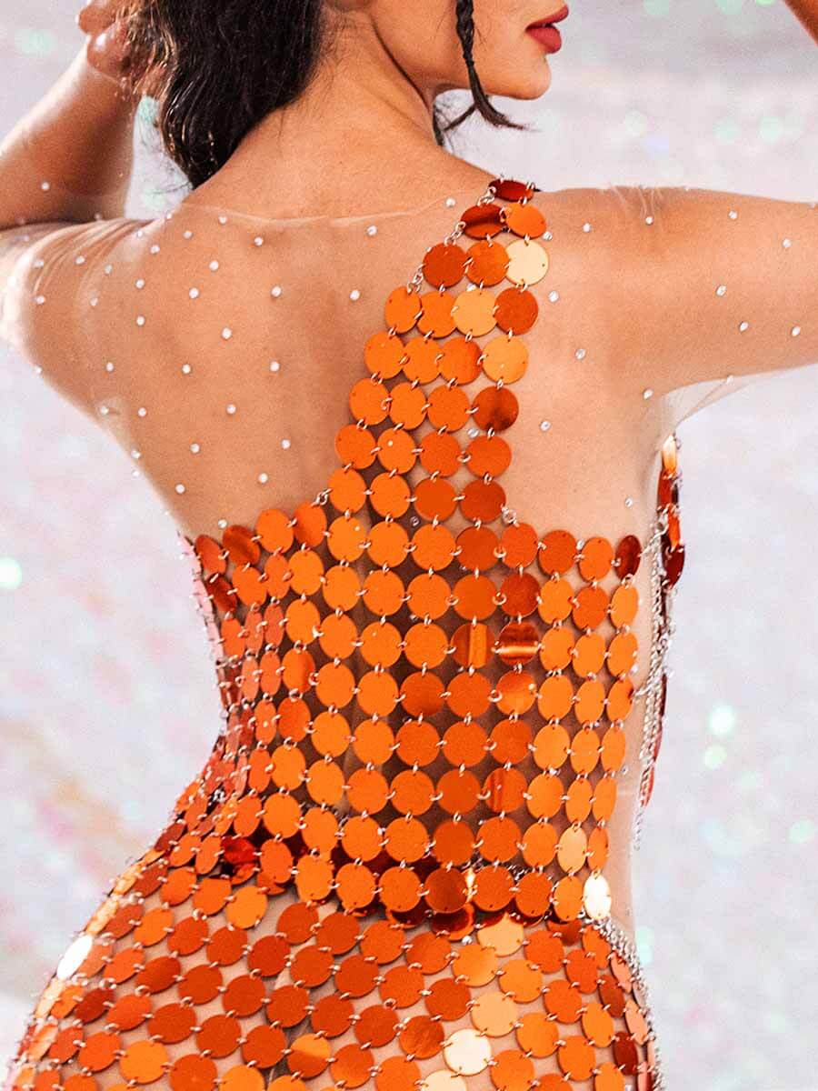 orange sequin top