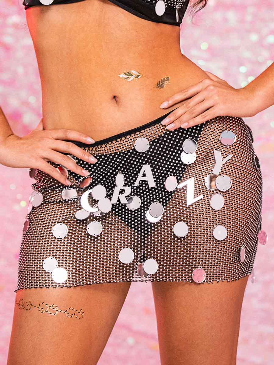 rhinestone mesh two piece set