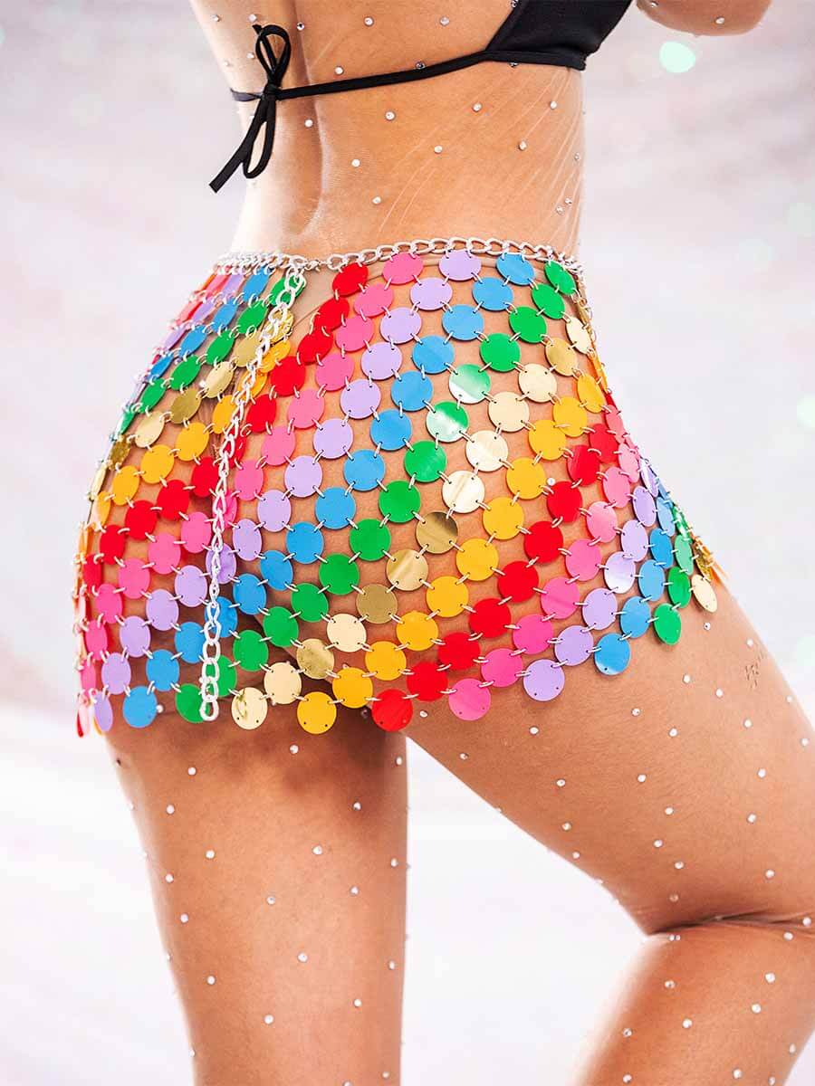 Colorful Sequin Mini Skirt