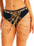 Gold Sequin Waist Chain Skirt