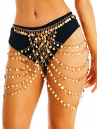 Gold Circle Sequin Waist Chain Skirt