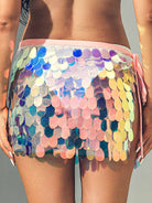 pink rainbow sequin skirt